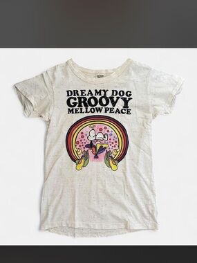 Dreamy Dog Groovy Mellow Peace Graphic Tee - Denim Dungaree